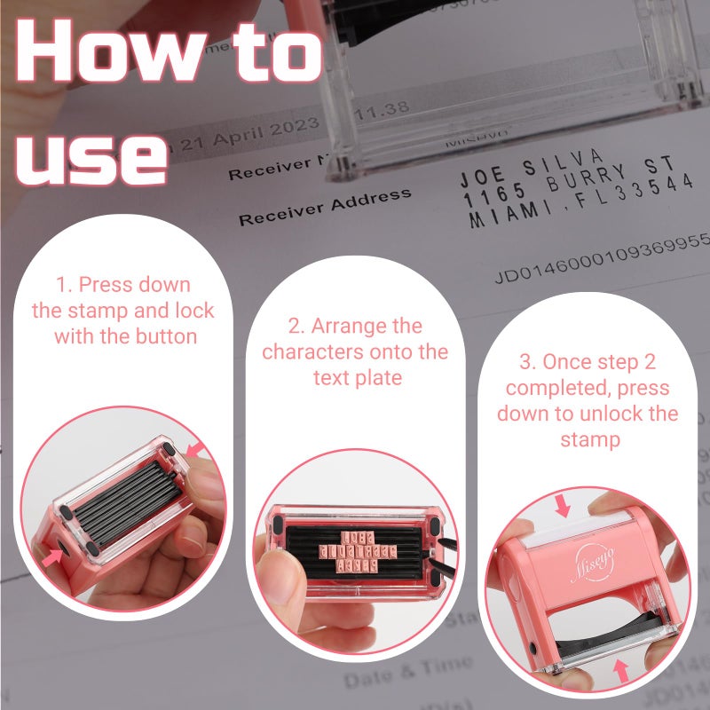 Miseyo DIY Self Inking Stamp Up to 3 Lines, Customized Text Clothing Label, Paper and Fabric Marker - Image 4